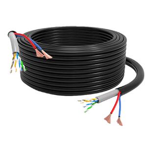 室外足米4芯8芯国标监控网线带电源一体线网络综合线二合一双绞线