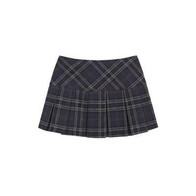 英伦学院风高腰防走光百褶短裙