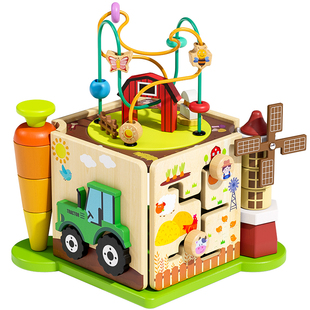 蒙氏早教绕珠0到3岁积木质婴幼儿童1H2ape宝宝6个月以上益智玩具