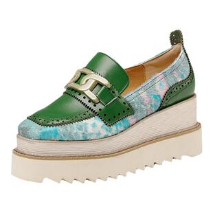 杨小东真皮复古松糕英伦鞋原创新款春季防水台布洛克厚底坡跟单鞋