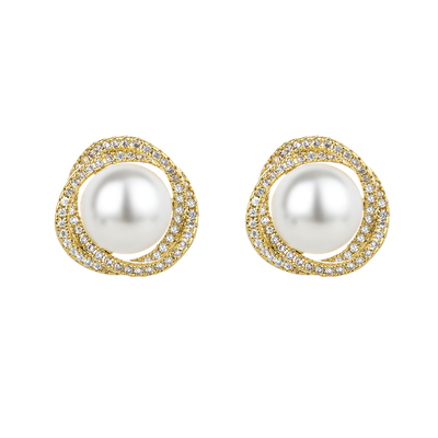 法式美人玫瑰复古无耳洞珍珠