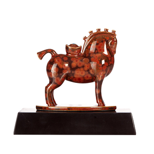 乾唐轩五花马摆饰生肖礼品窑变釉马到成功陶瓷装饰品桌面摆件