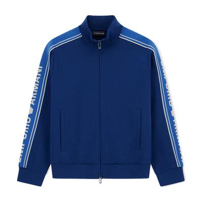 阿玛尼男士立领拉链饰带卫衣外套