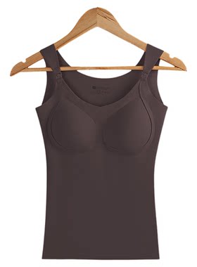 秋冬德绒保暖款哺乳背心自带胸垫