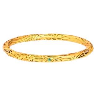 真金包银手镯哪吒乾坤圈古法黄金仿真传承素圈实心镯子首饰可回收