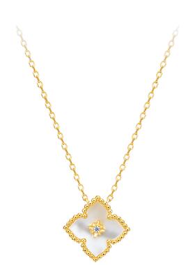 FLV白羽项链贝母吊坠s925银颈链