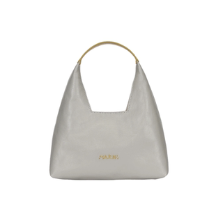 【明星同款】MARNI 2026新品TRAPEZE牛皮革LOGO中号HOBO手提包