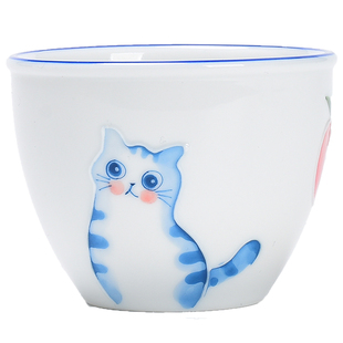 茶杯手绘白瓷主人杯单杯女个人专用杯子猫咪茶盏家用喝茶具品茗杯