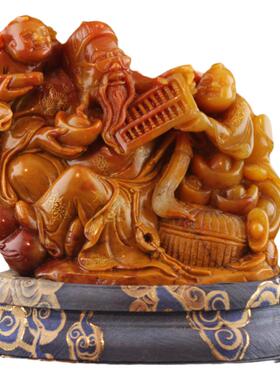 寿山石雕田黄手工财神爷摆件