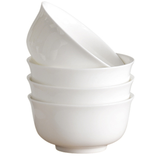 纯白陶瓷碗家用吃饭碗碟套装新款饭碗骨瓷吃饭碗盘面碗白瓷碗