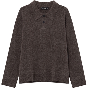 JDV商场同款秋冬新款深咖男士翻领针织衫毛衫上衣百搭WOT4212