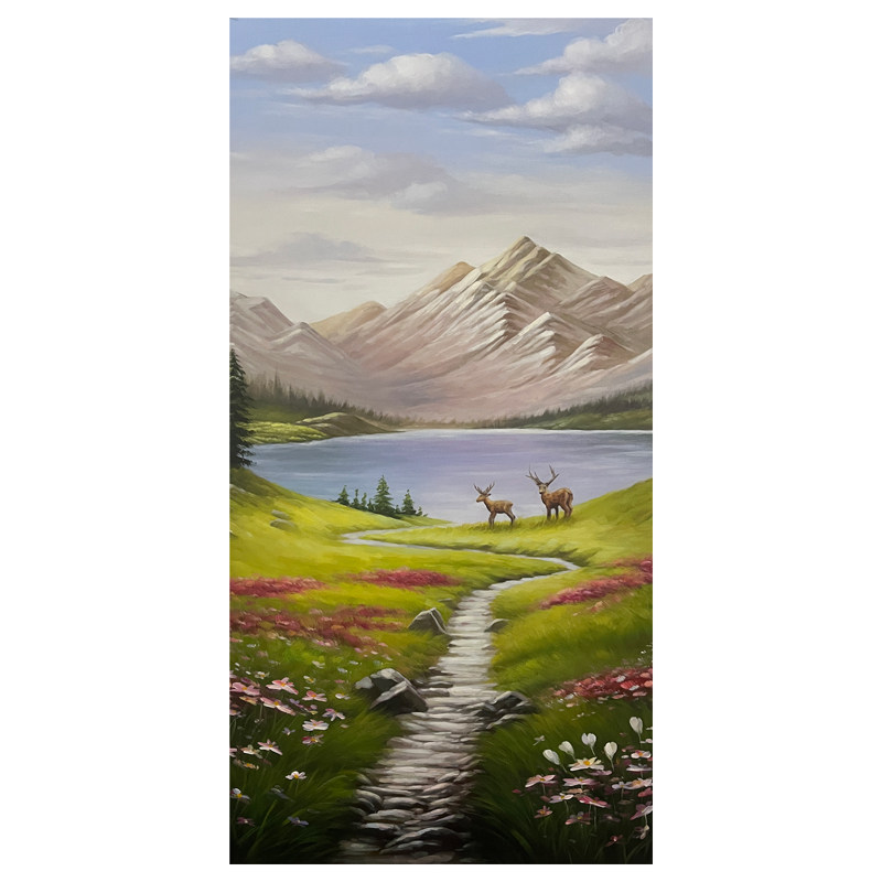 手绘日照金山肌理装饰画办公室