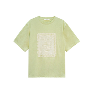 ECRIVAIN 针织贴片钩花短袖T恤女设计师款 YOUNGC买手店
