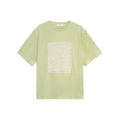 ECRIVAIN针织贴片短袖T恤可换