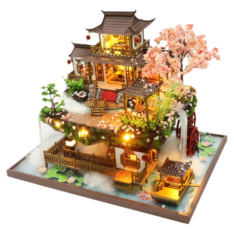 diy小屋世外仙境别墅手工木质制作模型古风房子建筑拼装生日礼物