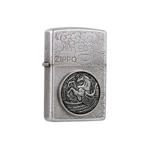 ZIPPO仿古银天马徽章幸运系列