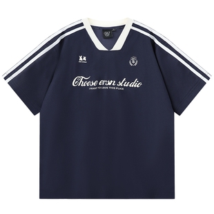 ER三条杠短袖T恤男2026夏季新款潮牌美式垂感凉感冰球服复古街头