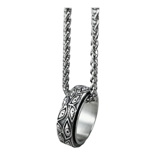 全知之眼幸运环项链欧美风嘻哈潮流恶魔眼球可转吊坠个性男女饰品