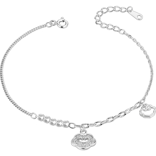 老银匠s925银平安锁手链女士碎银几两长命锁百搭祥云国潮纯银手饰