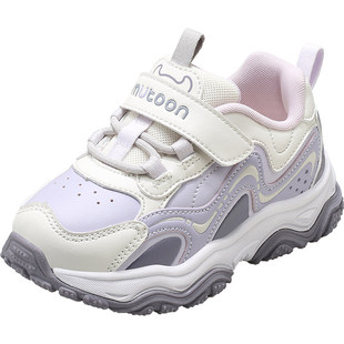 牧童女童鞋子儿童运动鞋2025秋冬新款男童轻便减震皮面加绒休闲鞋