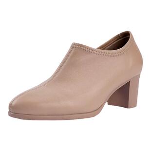 马内尔高跟鞋女秋季新款侧拉链软底时尚英伦百搭小皮鞋女G25282