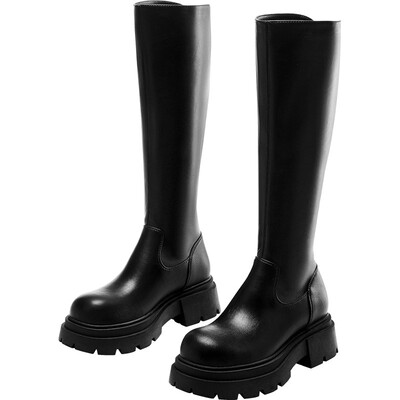 ELLE长筒靴子冬季大筒围骑士靴