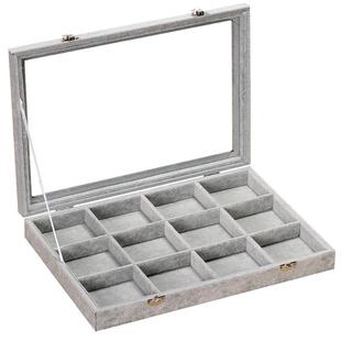 冰花绒首饰盒 戒指吊坠项链手镯耳环饰品展示盘收纳盒带盖珠宝箱