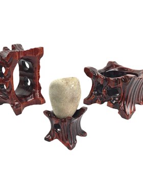 实木雕刻免挖槽整木奇石底座带凹槽新中式泰山石头不规则摆件托架