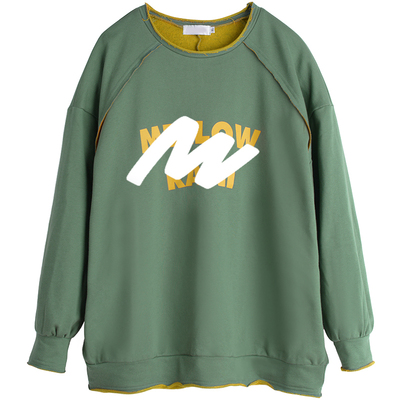 240斤宽松遮肉圆领套头印花卫衣