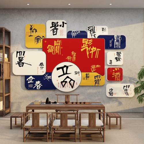 民宿农家乐茶室叶饭店背景墙面装饰24二十四节气文化壁纸创意挂画