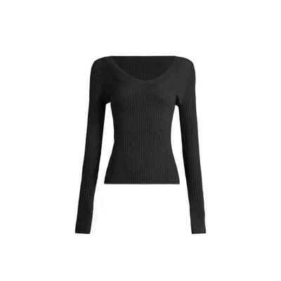 ABMY羊毛深V领百搭长袖针织衫女