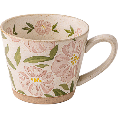 高级感马克杯精致花卉水杯