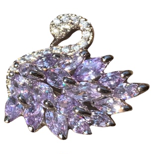 莫奈花园·天鹅/精湛立体淡紫色水晶天鹅耳钉耳环有耳夹轻奢小众