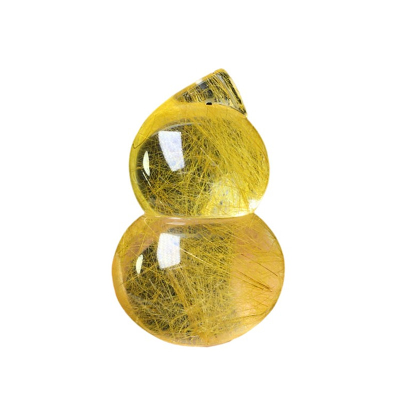 新品天然金发晶钛晶吊坠雕刻葫芦毛衣链男女款黄晶情侣款水晶饰品