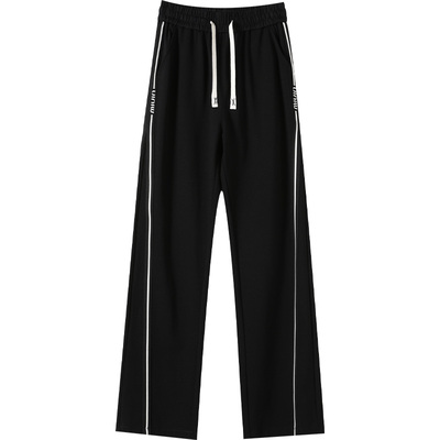 设计感开叉条纹窄版运动裤