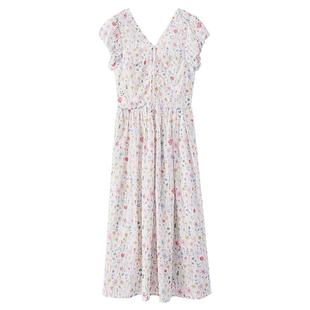 【清仓秒杀】夏韩系气质复古裙子小个子绝美系带白色碎花连衣裙女