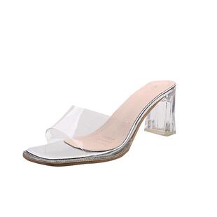 透明拖鞋女外穿仙女风法式水晶高跟鞋夏季2024新款时尚少女心凉拖