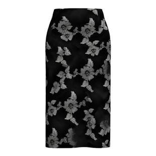 BRAND BY MEI【立体提花】定制面料立体黑白花朵铅笔半身裙独特