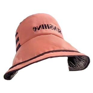 夏天遮阳帽女2025新款防晒防紫外线黑胶空顶渔夫帽可扎马尾太阳帽