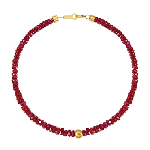 ILCO尤珂「赤瑞」黄金足金红宝石手链手串金珠磨砂光面珠18k金扣