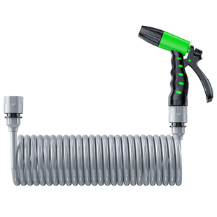 得力洗车浇花弹簧伸缩水管高压冲洗家用自来水管弹簧软管水枪套装