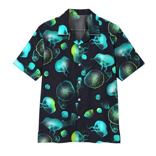 大码海底动物数码印花短袖衬衫男Underwater animal flower shirt