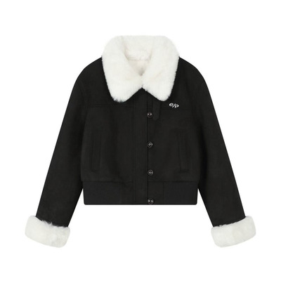 KSXN毛绒翻领麂皮绒外套