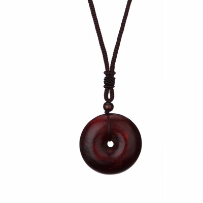 复古棉麻桃木平安玛瑙珠中长项链