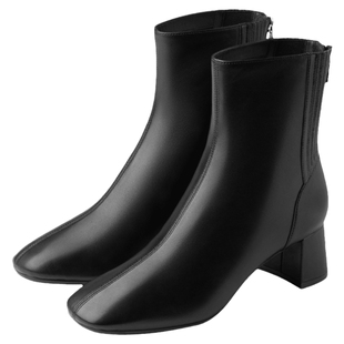 73hours女鞋慵懒心情冬季新款显瘦弹力靴高跟时装靴裸靴短靴子女