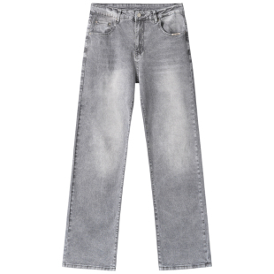 新因素xinyinsu水洗复古烟灰色牛仔裤男款美式宽松直筒秋冬潮裤子