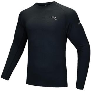 安踏运动长袖男款春季新款运动速干衣跑步长T加绒上衣健身训练服