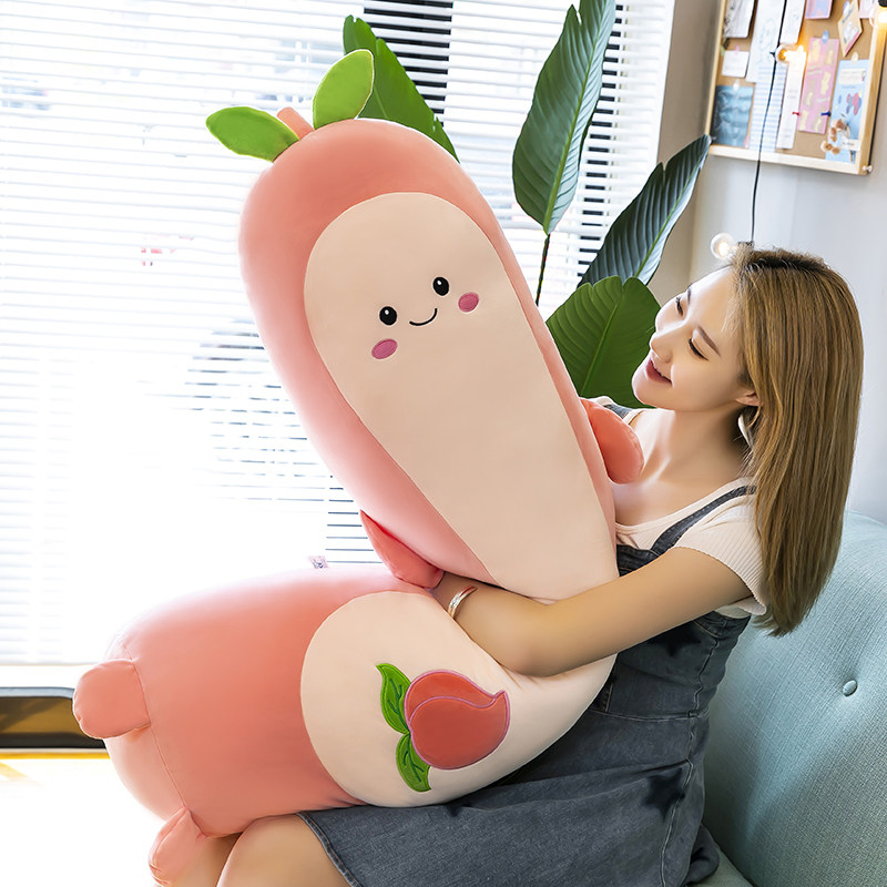 水蜜桃可爱抱枕软体玩偶长条毛绒靠背垫床头大靠垫沙发孕妇夹腿睡