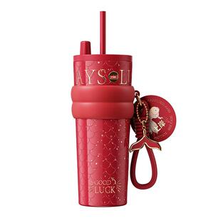 世大家锦鲤保温杯陶瓷内胆男女生高颜值大容量吸管水杯新年礼物