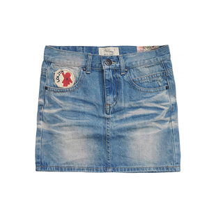 韩国代购春夏半身牛仔短裙子韩版刺绣贴布做旧无内衬包臀显瘦美腿